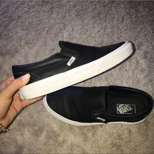 Vans Leather Slip On Sneakers